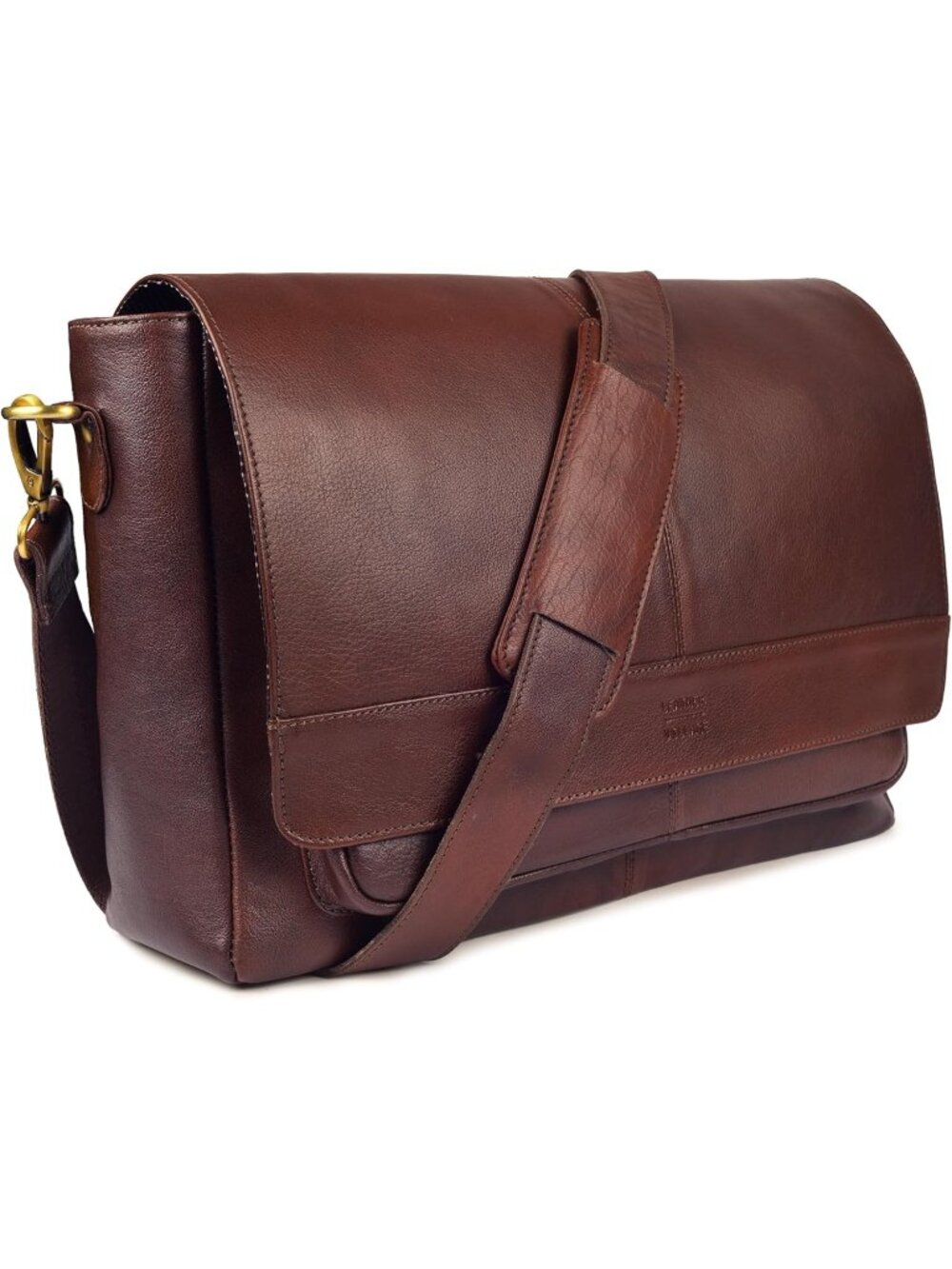 Men's Red Vintage Leather Messenger Bag–15.5" Handmade Satchel Travel